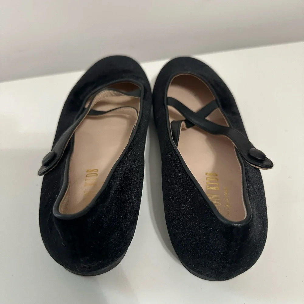 London Kids Black Velvet Strap Shoes Girl’s Size (EU)32 (US) 1 Made In Italy